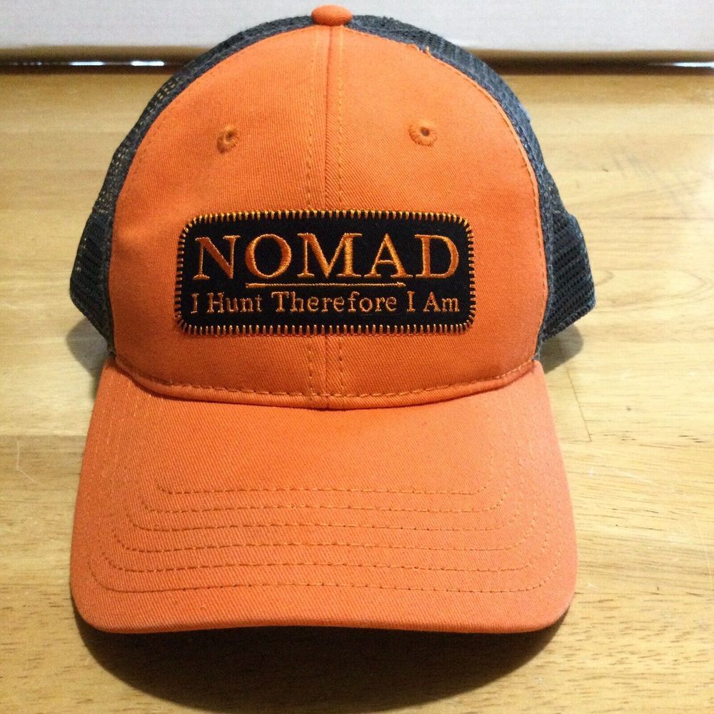 Nomad Outdoors Blaze Orange I Hunt Therefore I‎ Am Hunting Mesh SnapBack Hat Cap